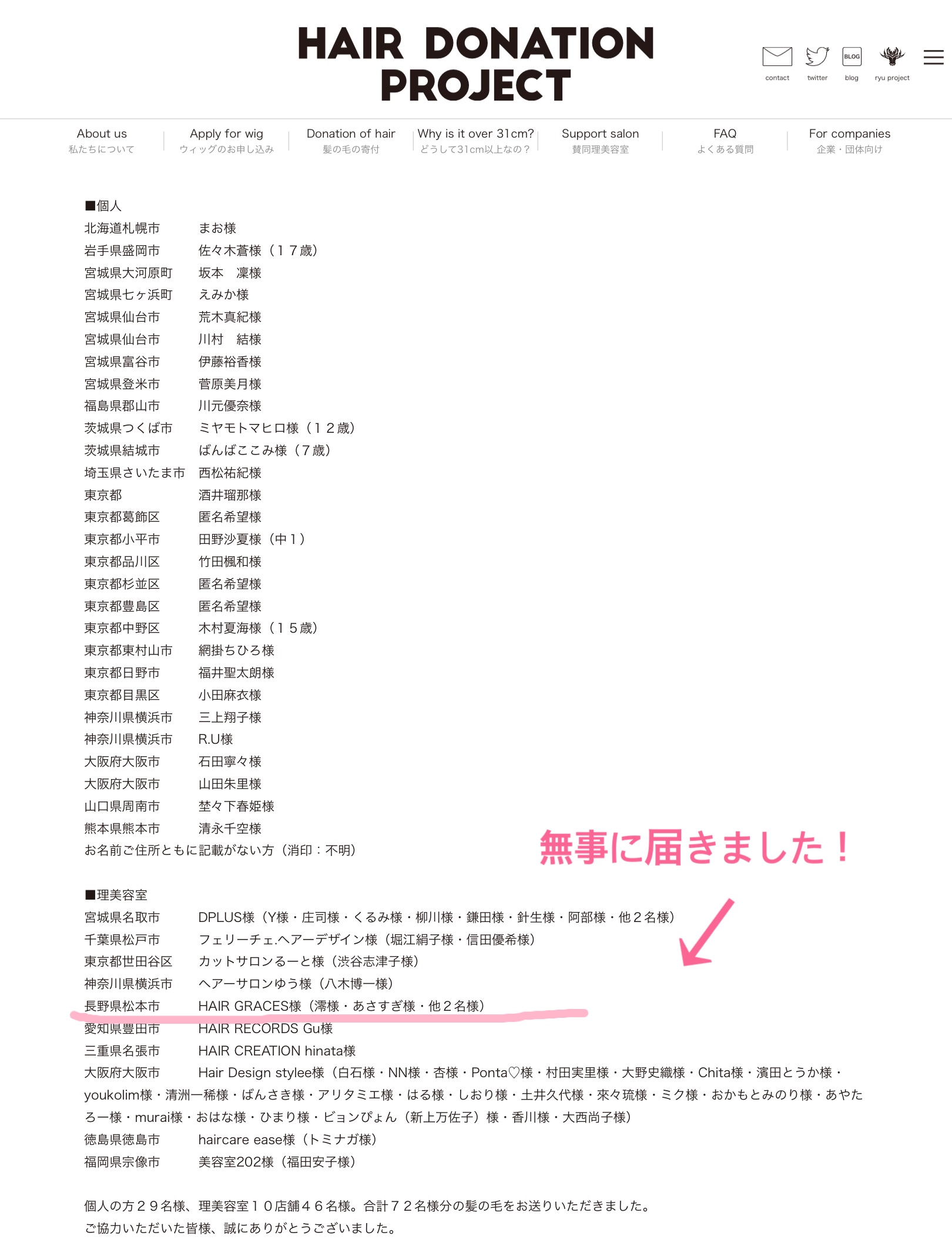 ヘアードネーションご協力ありがとうございました！